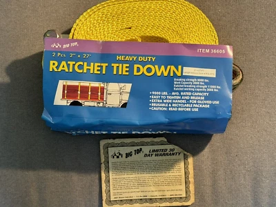 NUEVA CORREA DE AMARRE BIG TOP 2"x 27' trinquete 9000 capacidad nominal promedio #36605  Foto 1 de 4