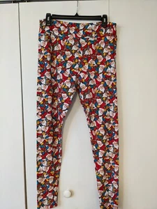 LuLaRoe Tall and Curvy Leggings Christmas Santa Elf Lightbulbs Red Multicolor - Picture 1 of 4