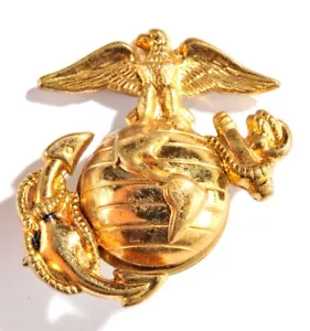 WWII US Marine Corps Eagle, Globe & Anchor arruolato visiera cappello emblema (L.I.G.I.) - Foto 1 di 4