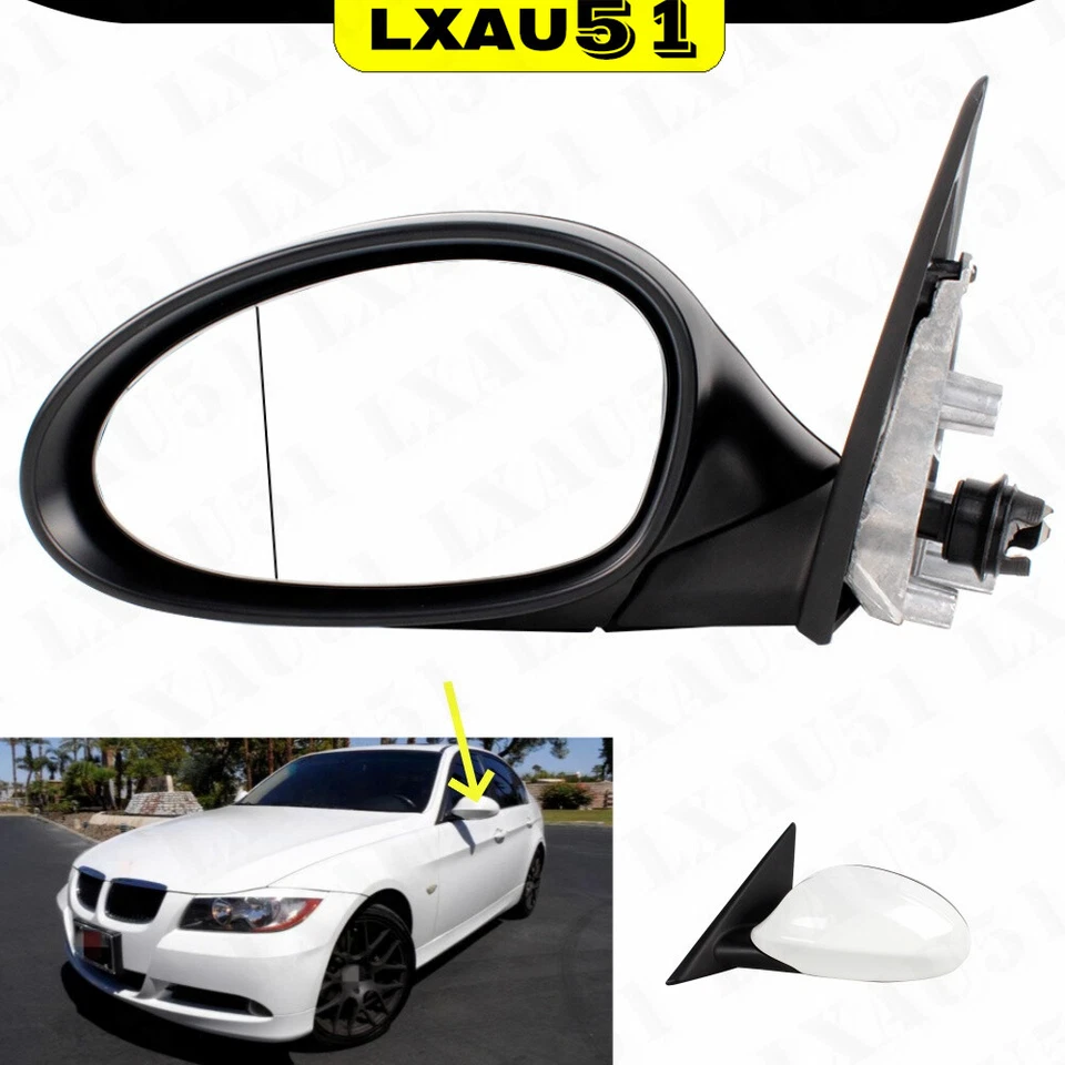 Espejo retrovisor térmico blanco de 3 pines para BMW Serie 3 E90 E91 2005-2008 lado izquierdo del conductor Foto 1 de 4