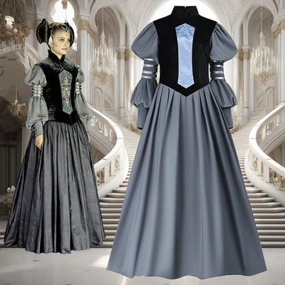 Cosplay Star Wars Queen Padmé Amidala Court Dress Gown Halloween Medieval Suits - Image 1 of 4