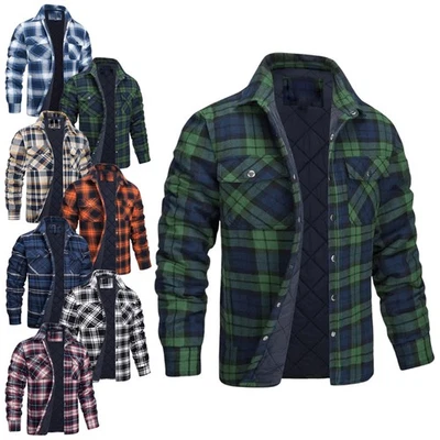 Holzfäller Jacke Herren Baumwolle Kariert Holzfällerhemd Winter Langarm Hemd - Bild 1 von 2