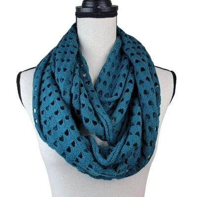 绿色无限围巾毛衣针织 60x16 秋冬轻便柔软极简主义 — 第 1/4 张图片