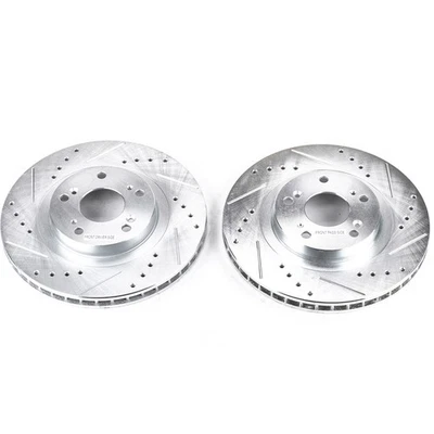 PowerStop Evolution Drilled Slotted Rotors Pair Front For Acura RSX - Image 1 of 3