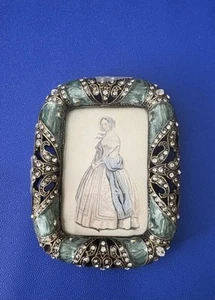 Vintage Dubarry Austrian Victorian Style Green Enamel 4” X 3” Photo Frame - Picture 1 of 9