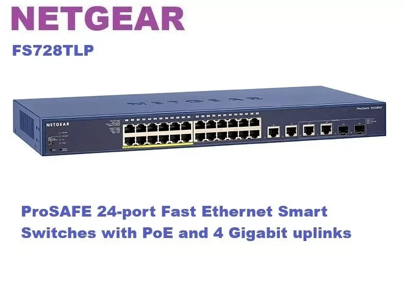 Netgear FS728TLP ProSafe 26 + 2 Smart Switch with PoE  With rack ears  100DAYRTB - Image 1 of 1