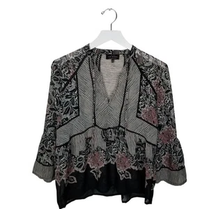 LUCKY BRAND V-neck Cotton Pullover Top Made in India - Size Small - Picture 1 of 6