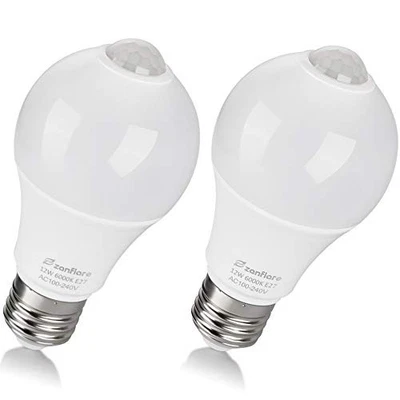 Dusk to Dawn LED Light Bulbs, 12W A19 Smart PIR Motion Sensor LED Bulbs, Cold... - Image 1 of 4