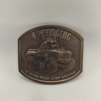Vintage Bergamot Brass Belt Buckle 4 Wheeling Off Road Truck 1976 USA - Image 1 of 4