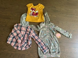 Girls Clothing Lot Size 8 Unicorn dress Levi’s plaid shirt jacket fox shirt  - Picture 1 of 9