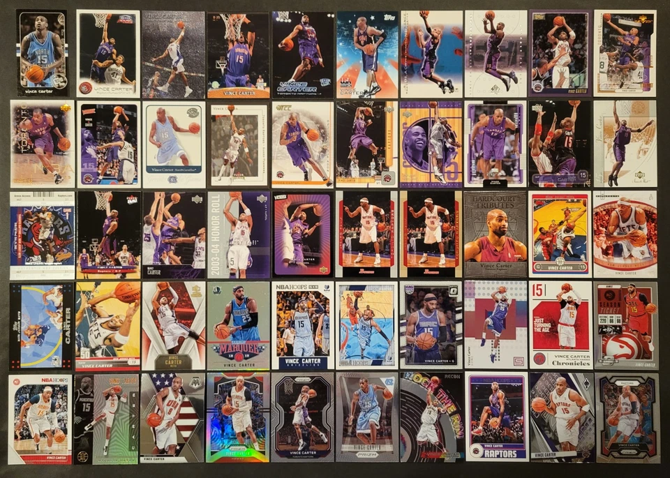 Lote de 50 tarjetas de baloncesto diferentes VINCE CARTER PATIO 1998-2024 BSK3909 Foto 1 de 1