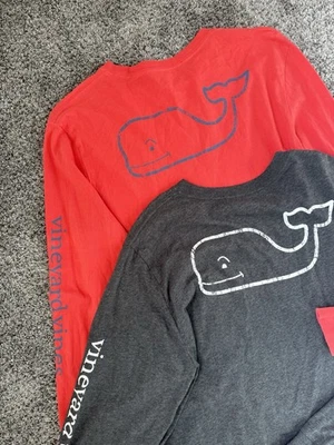 Vineyard Vines Long Sleeve T Shirt Boys 18 XL Performance Jake Blue Whale - Image 1 of 4