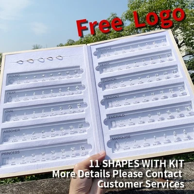 Juego de tabla de comparación personalizada tamaño anillo referencia todas las formas 5A circonita cúbica Foto 1 de 4