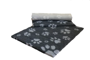 VETFLEECE Non Slip Deep Pile Fleece Vet Bed Roll Dog Cat Cage Charcoal Grey Paws - Picture 1 of 3