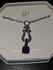 Western wonder Nk98777 Purple Topaz Cz on Hematite Necklace Bp - Picture 1 of 2