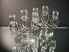 Heisey Glass Pr Deco Crystal Clear "Lariat" Triple Candle Holders Elegant Glass 