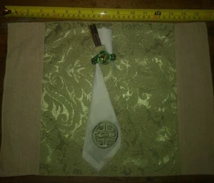 New nwot 6 place settings placemats chopsticks napkins soft green scrolls Asian - Picture 1 of 1