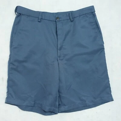 Haggar Chino Shorts Men's Size 34 Navy Blue Mid Rise Flat Front 100% Polyester - Image 1 of 4