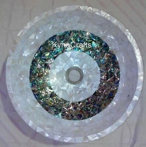 Abalone Shell Overlay Work Decorative Sink White Marble Vessel from Vintage Art - Picture 1 of 4