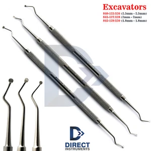 3Pcs Set Dental Excavator Spoon Shape 125-126 127/128 129/130 2.5mm 2mm 1.8mm CE - Picture 1 of 4