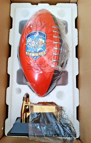 Danbury Mint Denver Broncos Commemorative Dynasty Football Trophy 1998 1999 NIB Cover