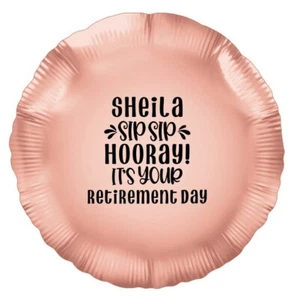 Personalised Retirement Balloon, 18" Round Heart Shape, Air Helium, Custom 077 - Picture 1 of 31