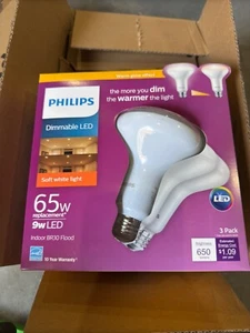 Philips 65w 9w LED Soft White BR30 Flood Lamp Warm Glow Effect - Picture 1 of 1