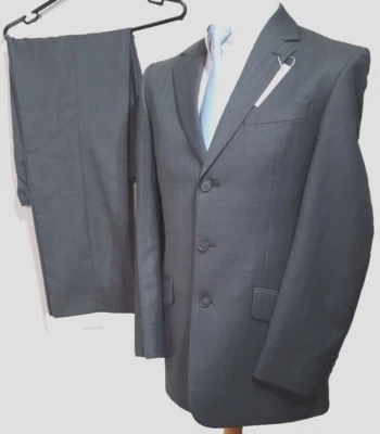 Next mens Washable 2 piece suit Ch38"R W30" L29" Grey grid check wedding prom - Image 1 of 4