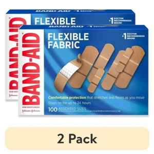 (2 pack) Band-Aid Brand Flexible Fabric Adhesive Bandages, Assorted, 100 Ct - Picture 1 of 8