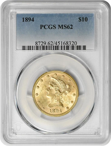 1894 $10 Gold Liberty Head MS62 PCGS Cover