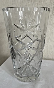 Vintage Heavy Clear Sculpted Crystal Glass Floral Flower Bud Vase 9’’ - Picture 1 of 8