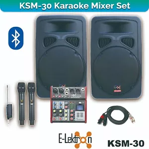 E-Lektron KSM-30 Karaoke Set 2 X 12-inch Active Speakers Audio Mixer Microphones - Picture 1 of 10