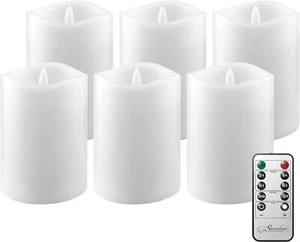 Stonebriar 6 Pack Real Wax 3x4 Flameless LED Pillar Candles Inches, White  - Picture 1 of 11