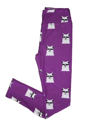 OS LuLaRoe Leggings Llama Alpaca Sunglass Shades Purple NEW 258355 - Image 1 of 4