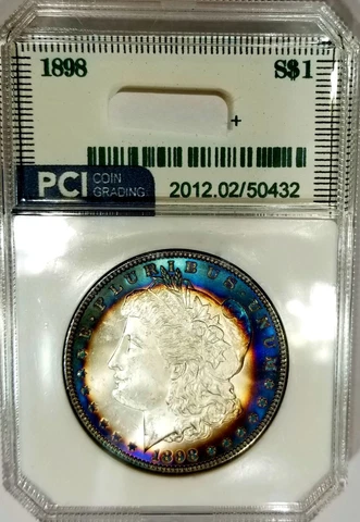 1898 Better Date  Morgan Dollar Gem BU + Frosty PQ Bull's Eye Toning Cover