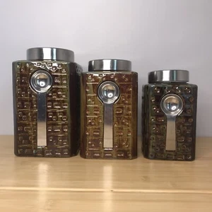 Pier 1 Keramik Kanister 3er Set mit Metallschaufeln - Bild 1 von 10