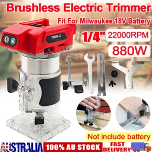 Cordless Brushless 1/4'' Hand Trimmer Compact Router For Milwaukee 18V Battery - Picture 1 of 14