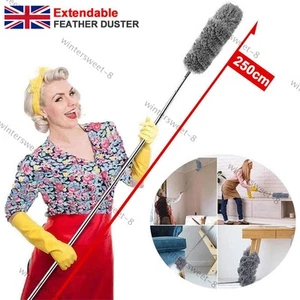 2.5m Extendable handle Feather Duster Long Telescopic Magic Static Dust Brush uk - Picture 1 of 15