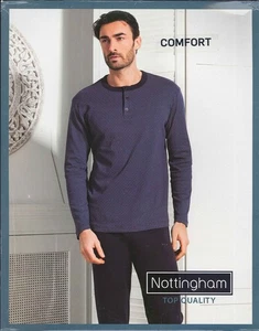 PIGIAMA UOMO NOTTINGHAM TAGLIE FORTI COTONE  SERAFINO FANTASIA  ART. NPA062X-BL - Imagen 1 de 4