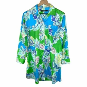 Lauren Ralph Lauren Women’s Paisley Logo Pocket Colorful Sleep Shirt Size Small - Picture 1 of 6