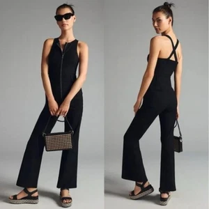 NWT Maeve The Naomi Workwear Stretch Front Zip Black Wash Jumpsuit Size 10 Tall - Picture 1 of 12