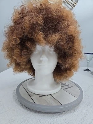 Afro Curly Brown Wig Large Full Adjustable  1 Comb Never Worn - Image 1 of 4