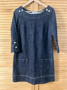 TOAST Artisan Tunic Dress Indigo Blue Denim Fisherman Size UK 10 - Picture 1 of 10