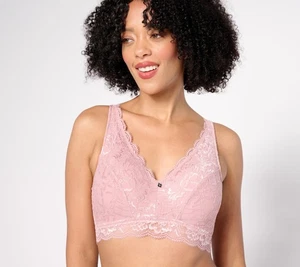 Breezies Natural Curves Wirefree Lace Bralette Removable Pads Woodrose XL New - Picture 1 of 1