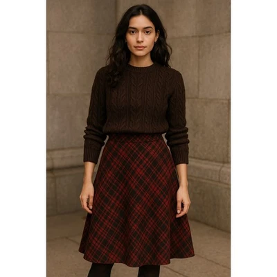 NWT Vintage Ralph Lauren Christmas Tartan Plaid A-Line Skirt Size 14 Preppy  - Image 1 of 4