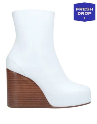 PVP €967 MAISON MARGIELA Cuero Cuña Botines US7 UK4 EU37 Hecho en Italia Foto 1 de 4