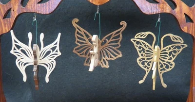 Lote de três enfeites de madeira feitos à mão FAIRIES - Imagem 1 de 4