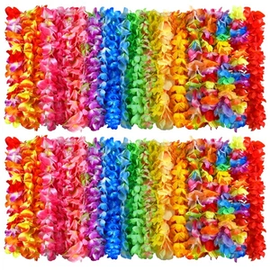 120 Packs Hawaiian Luau Leis Bulk Tropical Hawaii Theme Silk Flower Necklace ... - Picture 1 of 7