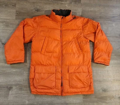 Lands End Reversible Goose Down Winter Jacket Coat Men's L 42/44 Orange / Gray - Image 1 of 4