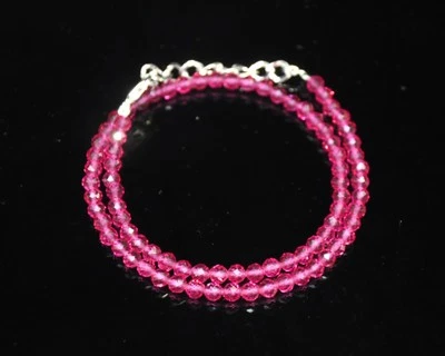 AAA++ Cuentas redondas facetadas de rubí rosa de alta calidad tamaño 3 mm cuentas de rubí facetado 18 pulgadas Foto 1 de 4